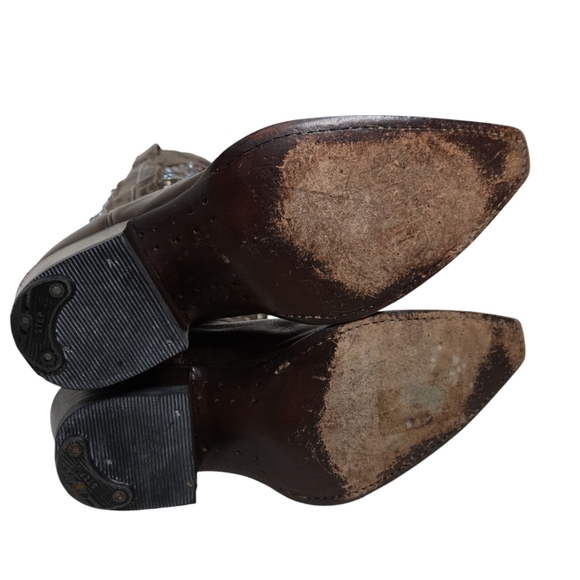 Frye Daisy Duke Bronze Leather Mid Calf Cowboy Boots Size 7M - Picture 6 of 9